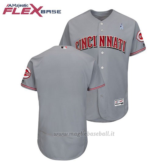 Maglia Baseball Uomo Cincinnati Reds Grigio 2018 Dia del Padre Flex Base
